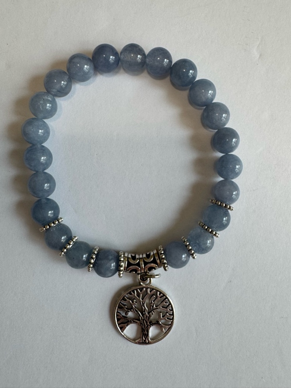 Jardme Handmade Tree of Life Stretch Bracelet Set Blue White Boho Gift Box - Picture 7 of 17